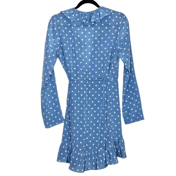 Realisation Par Alexandra Blue Polka‎ Dot Wrap Mini Dress Size M - Picture 8 of 13